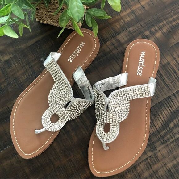 Matisse Shoes - Matisse Silver Rhinestone Sandals 7